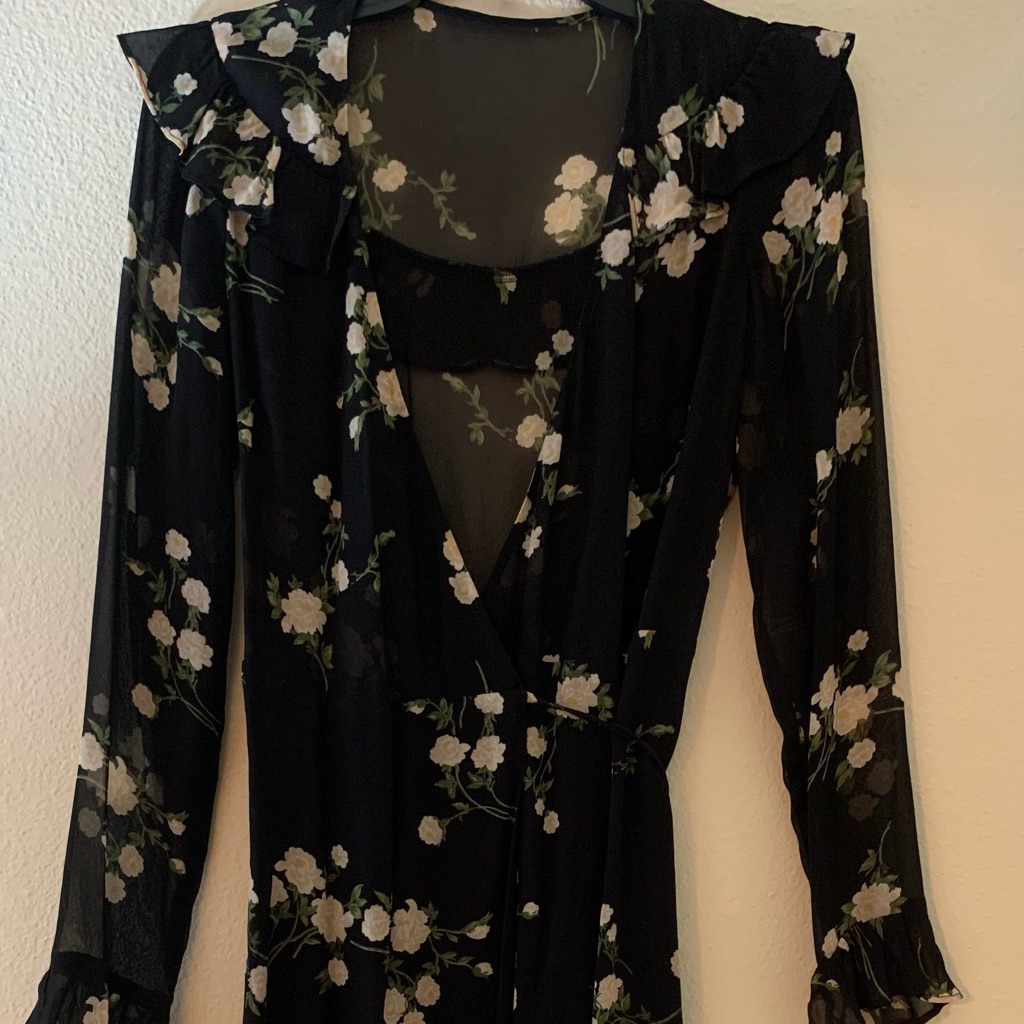 Reformation Brand - Beautiful Black Mini Chiffon Cocktail Dress.